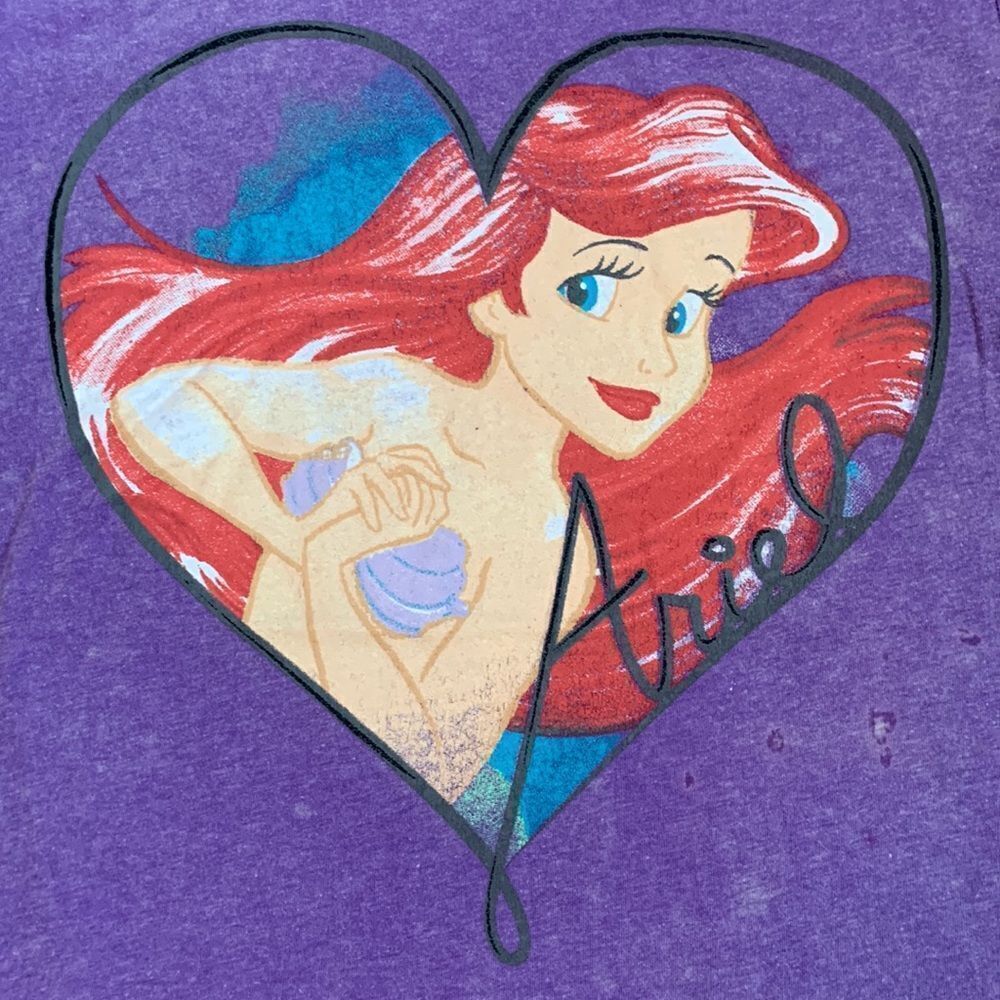 Disney Ariel Little Mermaid Burnout Graphic T-shirt Girls LβPurple